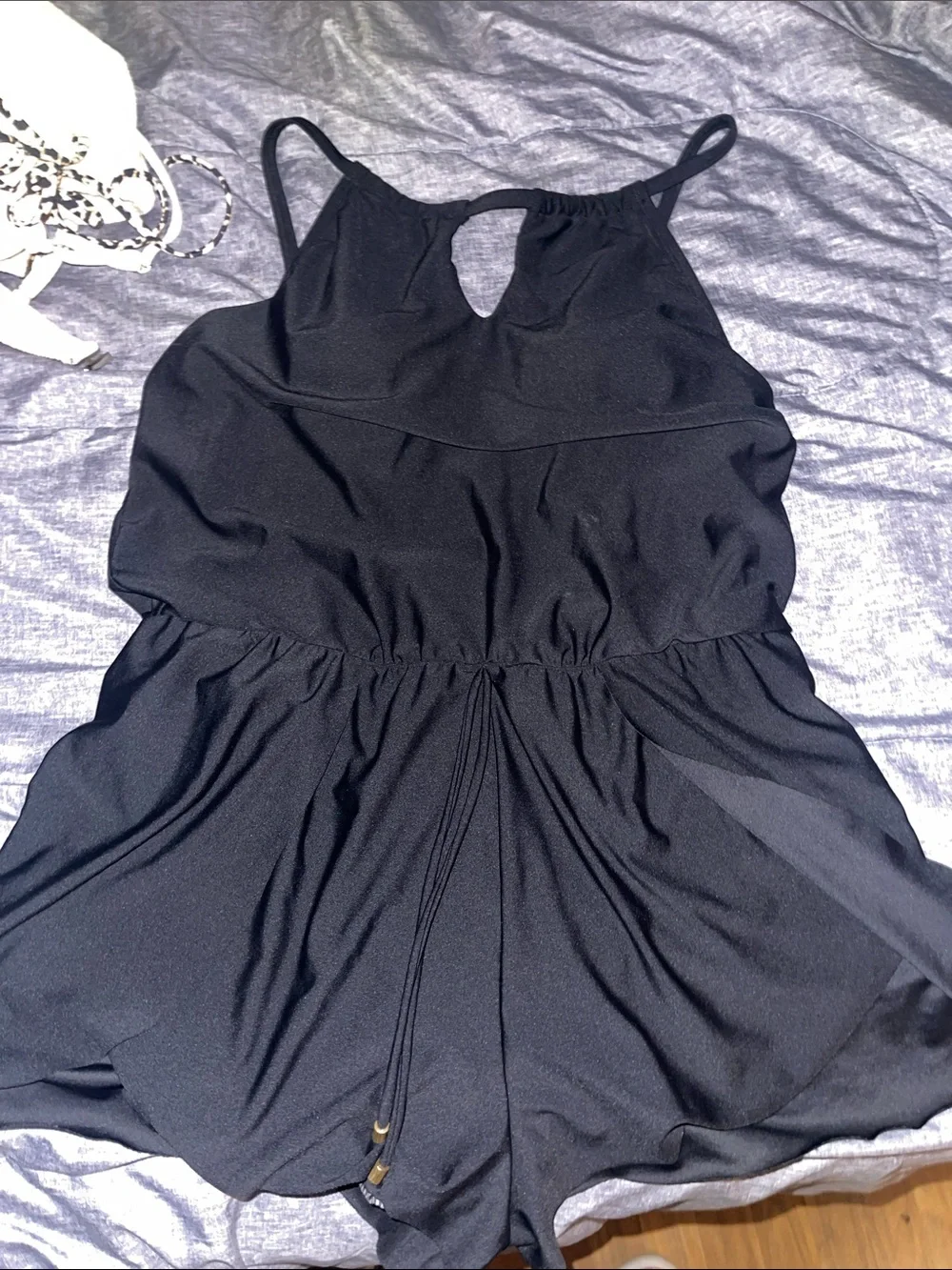 Time and Tru Black One-Piece Swimsuit Romper